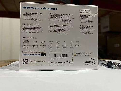 AnkerWork M650 Wireless Lavalier Microphone, Pro Noise Cancellation, 656 ft (200 m) Transmission, 15H Battery, Sold by AnkerDirect UK