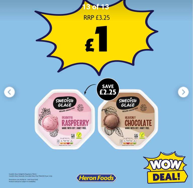 Swedish Glace Dairy Free 750ml - Delightful Raspberry / Heavenly Chocolate