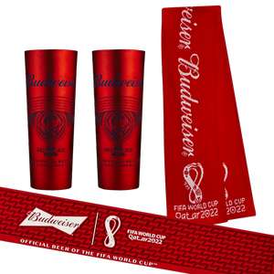 Budweiser Ultimate World Cup Merch Pack (2 Aluminium Cups, 1 Bar Runner, 1 Scarf) £10 + £4.99 delivery @ Perfect Draft