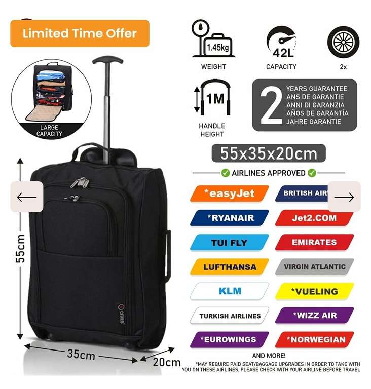 Cabin Trolley bag & Max-size duffle Hand luggage bag