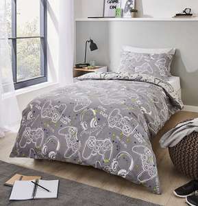 Gamer Grey Reversible Duvet Cover and Pillowcase Set Single £5 + free delivery with code @ Dunelm