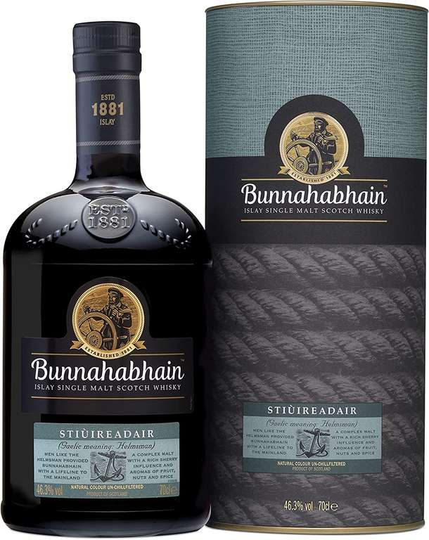 Bunnahabhain Stiuireadair Islay Single Malt Scotch Whisky 46.3% ABV 70cl - £25 / £22.50 with Subscribe and Save at checkout @ Amazon