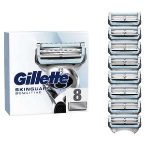 Gillette SkinGuard Sensitive Razor Blades Men, Pack of 8 Razor Blade Refills with Precision Trimmer