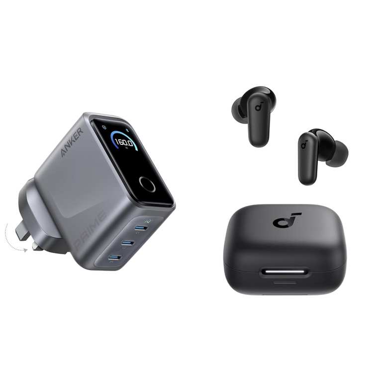 Anker Prime 160W USB C Charger, 3-Port GaN, Touch Control + Free soundcore Anker P30i Wireless Earbuds (Worth £22.99) Sold By Ankerdirect