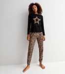 Black Jogger Pyjama Set with Leopard Print Logo £11 + £1.99 Cick & Collect @ NewLook