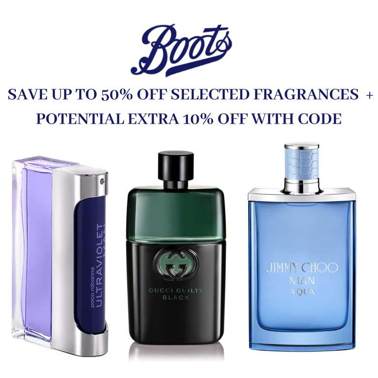 Sale - Up to 50% Off Selected Fragrances + Extra 10% Off With Code (For Advantage Card Members Only) + Free C&C Over £15 - @ Boots