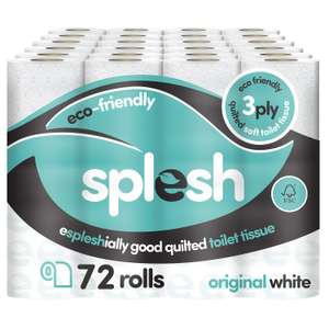 Splesh by Cusheen 3-ply Toilet Roll - Unscented (72 Pack), Sold & Dispatched By Cusheen