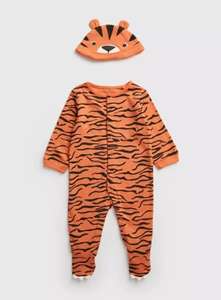 Orange Tiger Sleepsuit & Hat - New Born and up to 1 month - Free Click and Collect