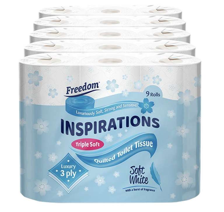 Freedom Inspirations Quilted 3 Ply Toilet Paper 45 Rolls - £13.17 Delivered With Code (UK Mainland) @ eBay / avg essentials
