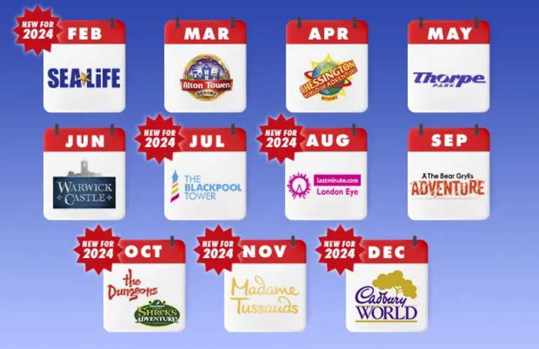 Sun Savers 2 Free Theme Park tickets throughout the year including Alton Towers,Thorpe Park, the london eye with codes incl School Holidays
