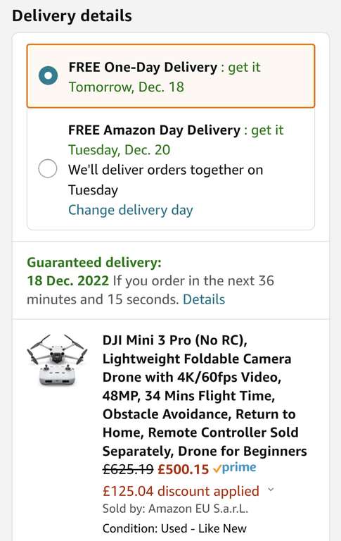 DJI mini 3 pro with RC-N1 remote (used like new) - £500.15 at checkout @ Amazon Warehouse