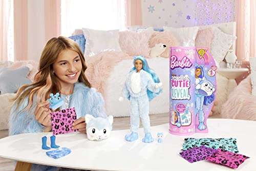Barbie Cutie Reveal Snowflake Sparkle Series Doll with Husky Plush Costume - £16.90 @ Amazon