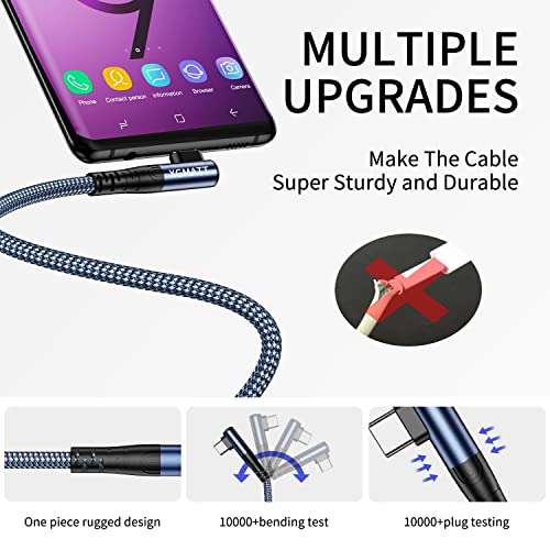 USB C Charger Cable 1M 5 Pack, Right Angle Type C - £7.64 - Sold by yilidianziwushang / Fulfilled by Amazon
