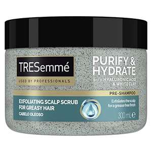 TRESemme Purify & Hydrate with hyaluronic acid & white clay Scalp Scrub for greasy hair 300 ml £1.53 @ Amazon
