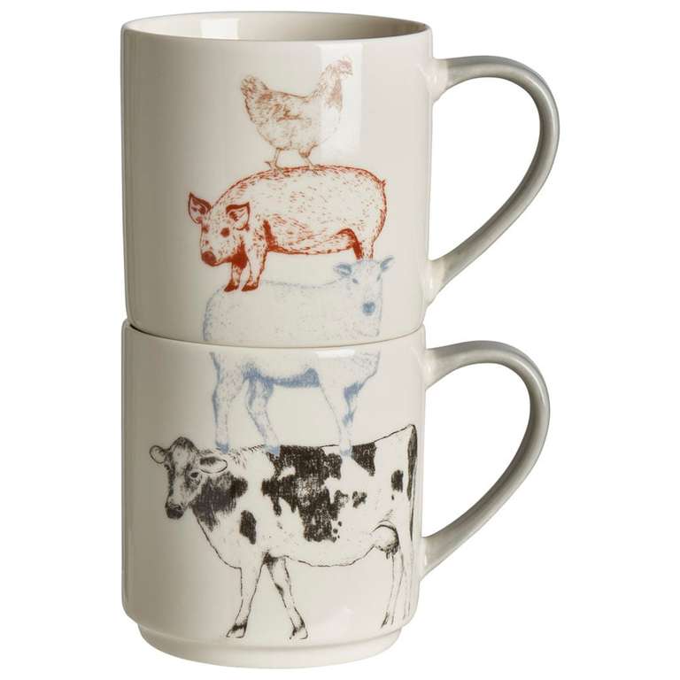 Farm Animals 2 Pack Stacking Mugs £3 +Free Click & Collect (Selected Stores) @ Wilko