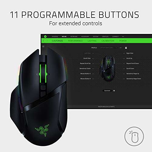 Razer Basilisk Ultimate with Charging Station - Wireless Gaming Mouse with 11 Programmable Buttons