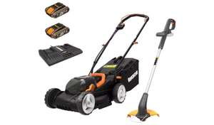 Worx Cordless 34cm Rotary Lawnmower and 25cm Grass Trimmer £176 Free C&C