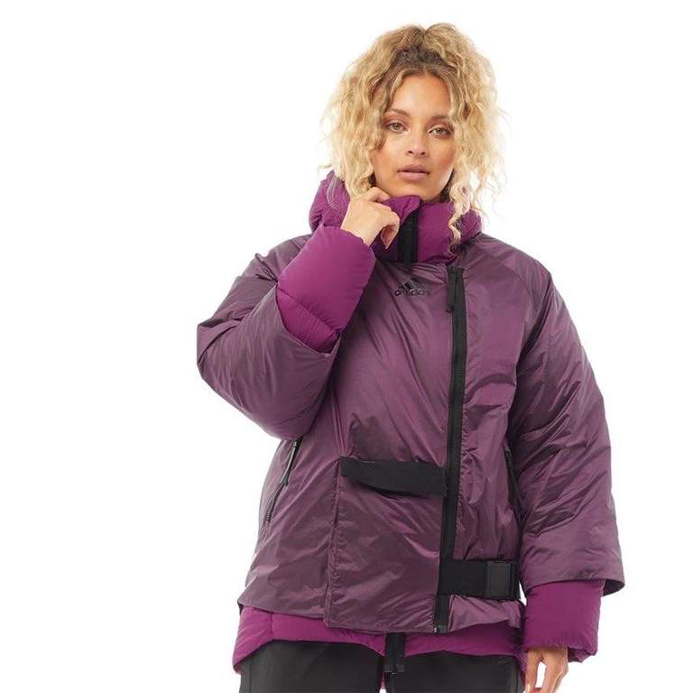 adidas Womens Cold.Rdy Hooded Down Jacket in metallic grey/power berry - £49.99 + £4.99 delivery @ MandM Direct