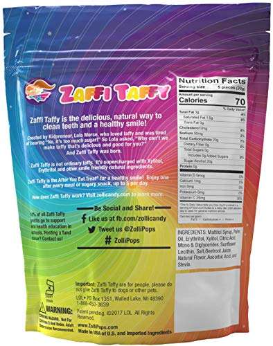 Zollipops Zaffi the Clean teeth Taffy,Natural fruit Variety 3 ounce - £1.65 @ Amazon