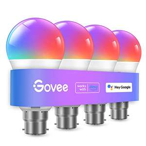 Govee RGBWW Smart Light Bulbs, Colour Changing, 4 Packs - Sold By Govee UK FBA