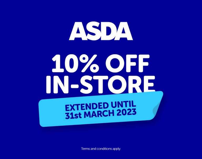 10% discount Asda & George in-store now extended until 31st of March 2023 for Blue Light Card Holders