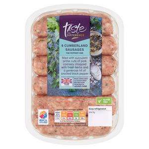Sainsbury's Taste The Difference British Pork Sausages - x6 400g Red Onion or Cumberland £1.62 / x 10 667g £2.50 (Nectar Price)