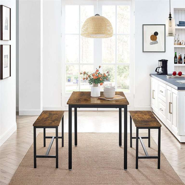 VASAGLE Dining Table with Benches - £84 Delivered with Code @ Songmics
