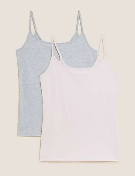 Pack of 2 Cotton Rich Fitted Cami Tops now just £4 (£2 each) with free Click and collect from Marks and Spencer