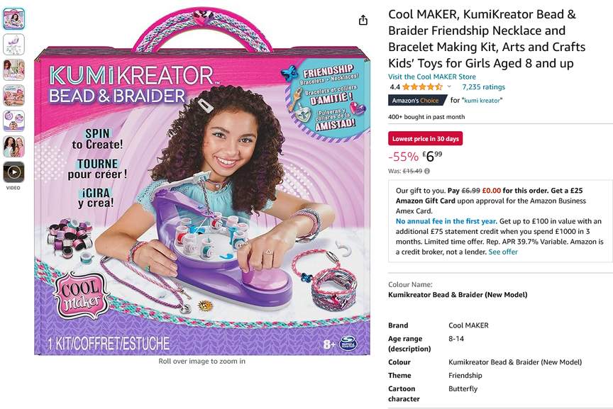 Cool Maker, KumiKreator Bead & Braider Friendship Necklace and Bracelet  Making Kit, Arts & Crafts Kids Toys, for Kids Ages 8 and up