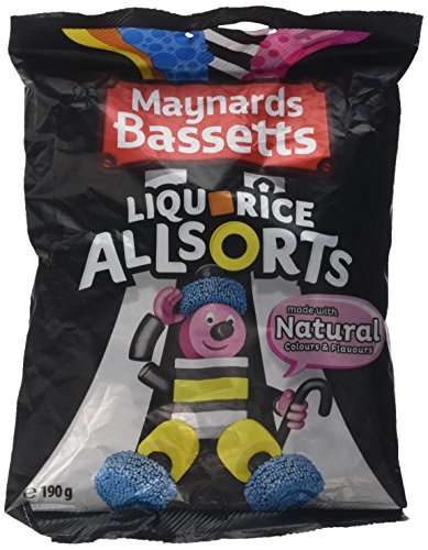 Maynards Bassetts Liquorice Allsorts Sweets, 190g - 75p each (Minumum order quantity 3) £2.25 / £2.13 Subscribe & Save @ Amazon