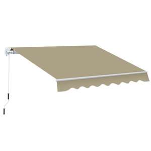 2.5m x 2m Garden Patio Manual Awning Canopy w/ Winding Handle (Red OR Khaki) @ Outsunny