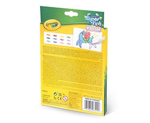 CRAYOLA Pastel SuperTips Washable Markers - Assorted Colours (Pack of 12)