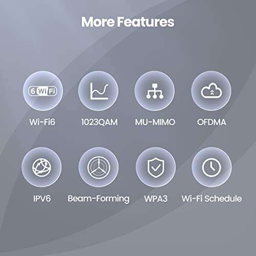 Tenda RX3 AX1800 Mbps Wi-Fi 6 Router, Gigabit Dual Band Wireless Router, OFDMA+MU-MIMO, 3 Gigabit LAN Ports - £40.73 @ Amazon