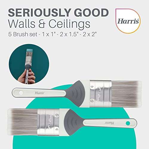 Harris Seriously Good No Loss Paint Brushes for Walls and Ceilings, 5 Brush Pack, 0.5" 1" 1.5" 2" - £8 @ Amazon