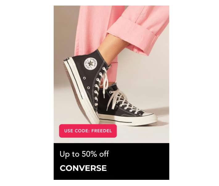 Up to 50% off the Converse Sale + Free Delivery with Code or Extra 10% off with Code