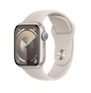 Apple Watch Series 9 GPS, 41mm Aluminium Case with Sport Band (Starlight) + £10 voucher - Max 2 (Available instore)
