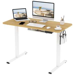FLEXISPOT Electric Height Adjustable Standing Desk 120 * 60cm - White Frame + Maple Desktop