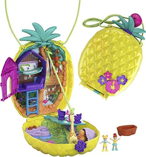 Polly Pocket Tropicool Pineapple Wearable Purse Compact, 8 Fun Features, Micro Polly & Lila Dolls £8.49 (click & collect) @ Smyths