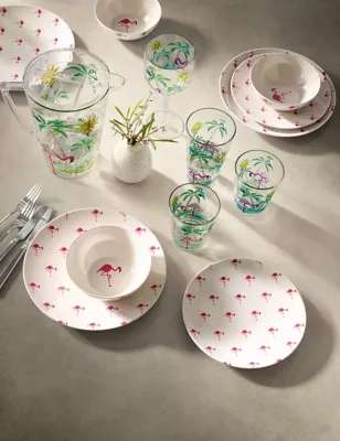 Set of 4 Flamingo Picnic Highballs £7 with free Click and collect From Marks and Spencer