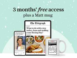 Telegraph Digital Subscription 3 Months Free + Free Matt Mug, £9.99 for next 9 months Cancel Anytime @ Telegraph