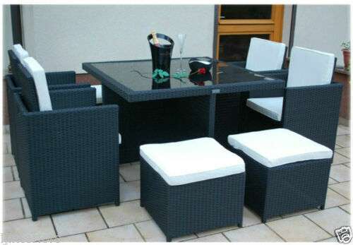 9 Piece Rattan Garden Furniture Cube Set, Black/Grey- £267.99 with code (UK Mainland) @ Klieninteriors / ebay