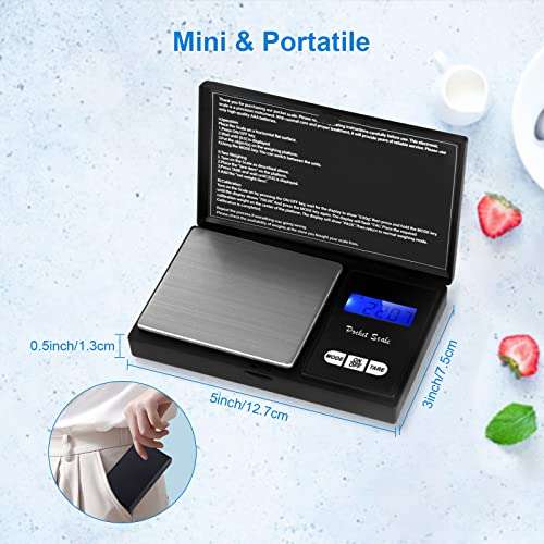 QEIHITYO Digital Scales 500x0.01g Kitchen Pocket Scales with Back-lit LCD Display (2 Batteries Included) £6.29 with voucher @ Amazon
