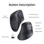 UGREEN Vertical Bluetooth Mouse Wireless (BT 5.0+2.4G) Ergonomic Mouse with 5 Buttons, 1000/16000/2000/4000 DPI Prime Price