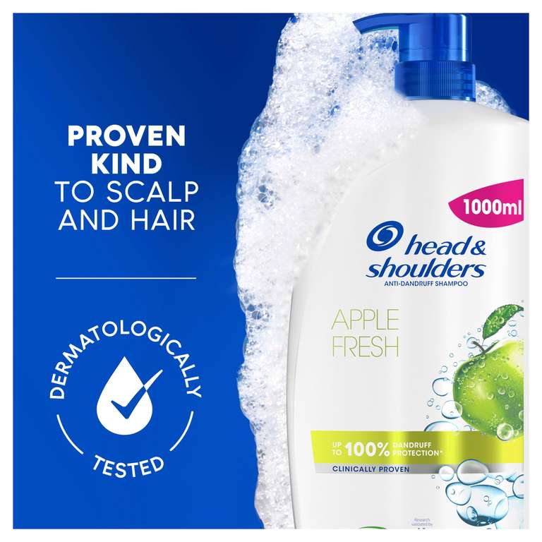 Head & Shoulders Apple Fresh Anti Dandruff Shampoo, 1000ml With Voucher (£7.70/£6.45 on Subscribe & Save + Voucher)
