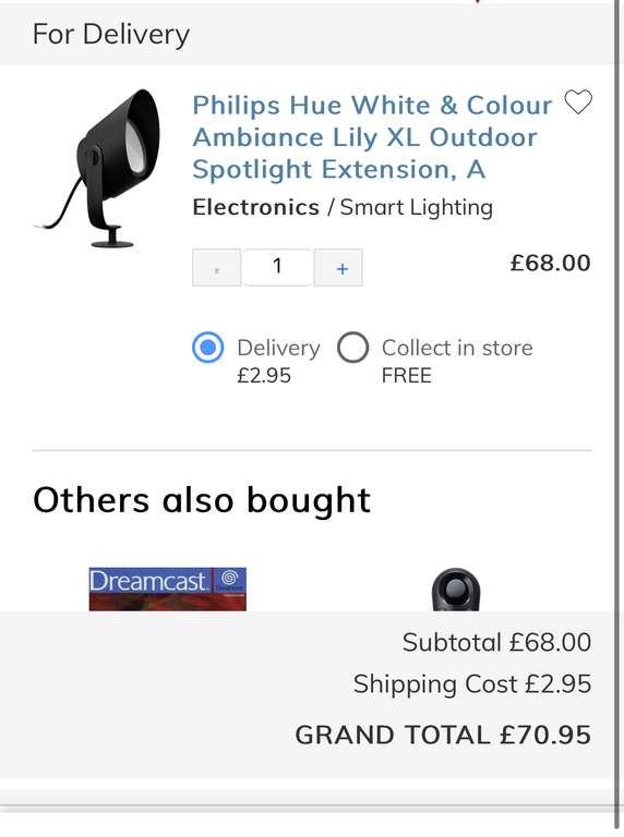Philips Hue White & Colour Ambiance Lily XL Outdoor Spotlight, A grade - £68 (Free Collection or + £2.95 for delivery) CeX