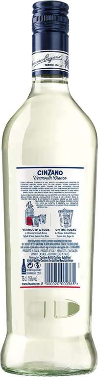 Cinzano Classico Bianco Italian Vermouth Aperitif 15% ABV 75cl £6 / £5.40 with Subscribe and Save @ Amazon