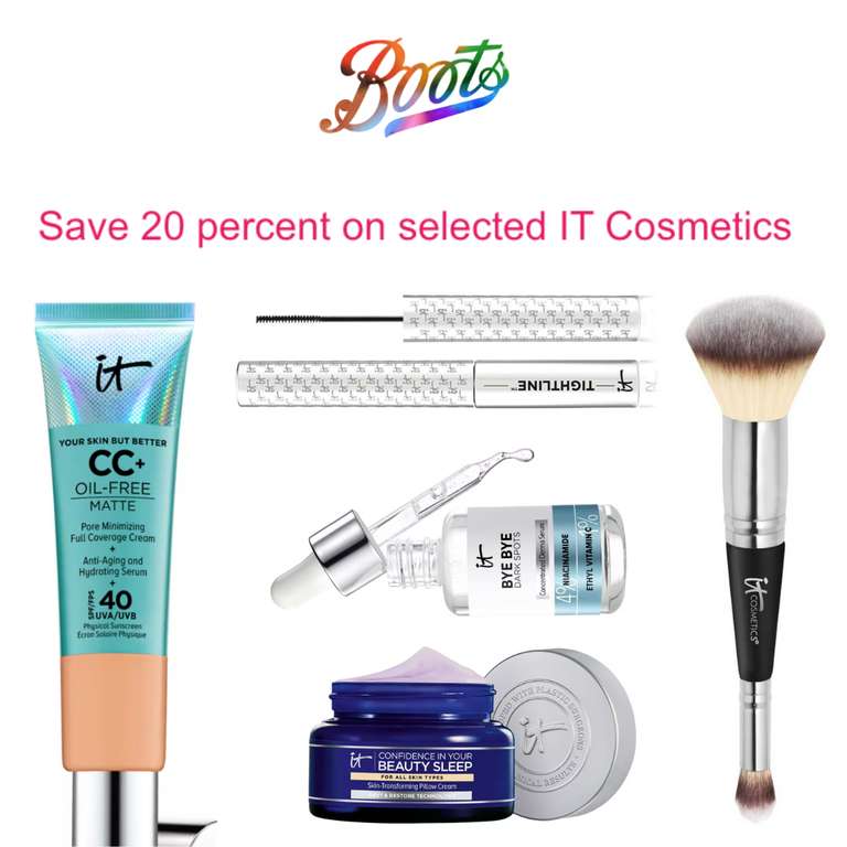Brand of the Week: Save 20% Off IT Cosmetics + Extra 10% Off With Code (Members Only) + Free Shipping over £25 - @ Boots