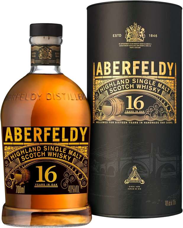 Aberfeldy 16 Year Old Highland Scotch Single Malt Whisky with Gift Tube 40% ABV 70cl
