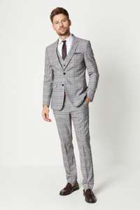 BURTON Skinny Fit Brown Retro Check Suit Trouser with Free Delivery using Code
