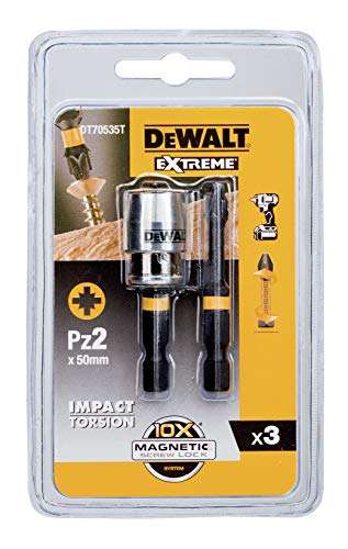 DEWALT DEWDT70535T Impact Torsion 2 x PZ2 57mm and Magnetic Screwlock Sleeve £5.50 at Amazon